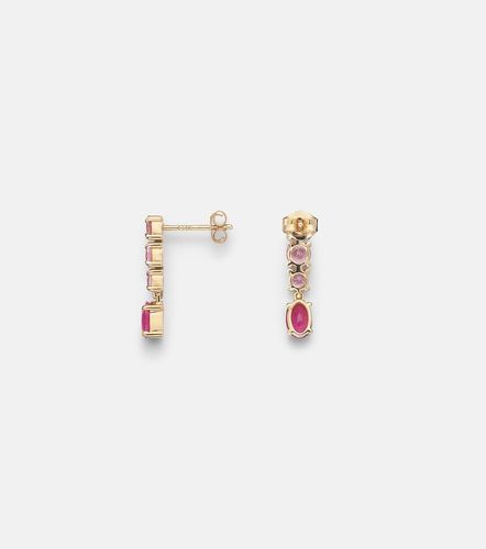 Boucles d’oreilles en or 14 ct (585/1000) avec saphir rose et rubis - Stone and Strand - Modalova