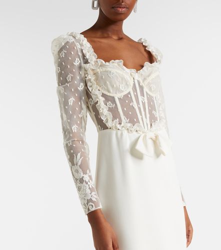 Robe longue en cady et dentelle - Alessandra Rich - Modalova
