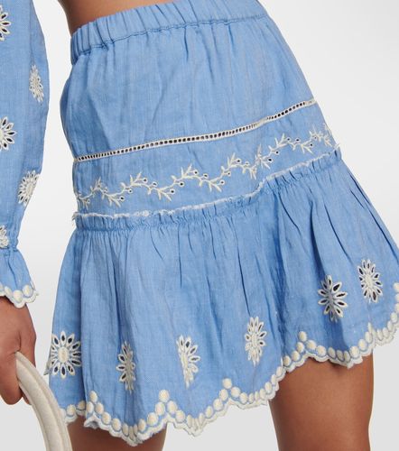 Mini-jupe Cava brodée en coton et lin - LoveShackFancy - Modalova