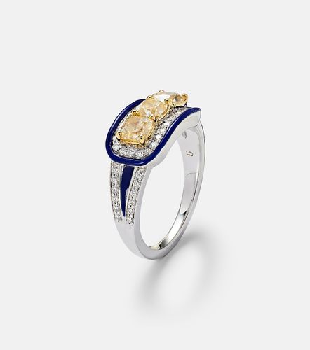 Bague Trio Cushion en or blanc 18 ct et diamants - Kamyen - Modalova
