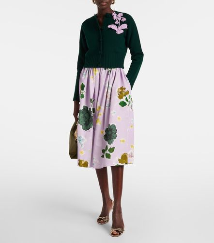 Jupe midi en coton mélangé à fleurs - Erdem - Modalova