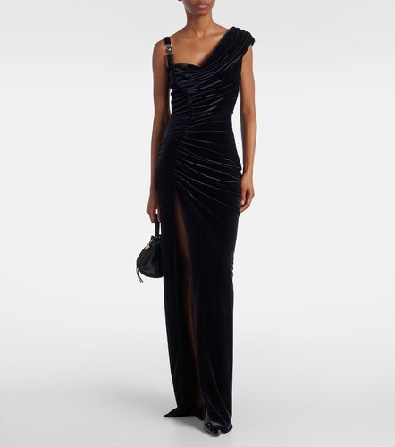 Robe longue asymétrique en velours - Versace - Modalova