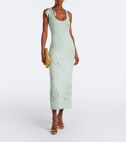 Robe midi en laine mélangée à appliqués - Oscar de la Renta - Modalova