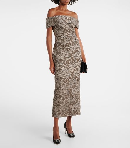 Robe midi en jacquard à motif floral - Oscar de la Renta - Modalova