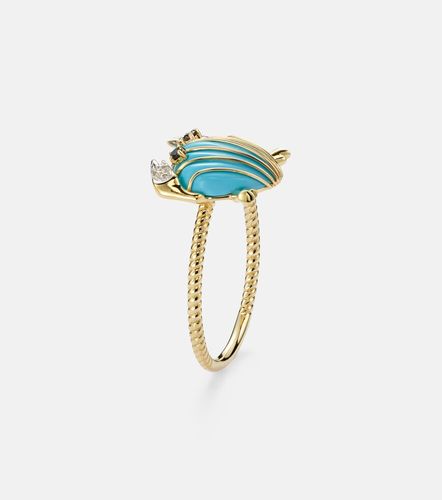 Yvonne Léon Bague Crabe Coquillage en or 9 ct, turquoise et diamant - Yvonne Leon - Modalova