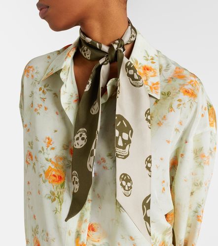 Foulard Skull en sergé de soie - McQueen - Modalova