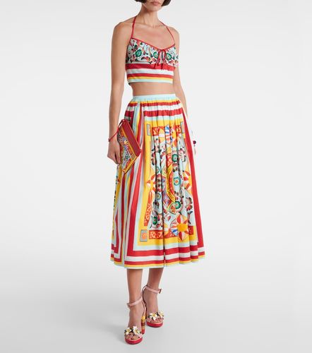 Jupe midi en coton à imprimé - Dolce&Gabbana - Modalova