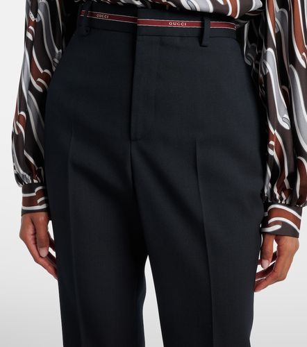 Pantalon droit en laine à logo - Gucci - Modalova