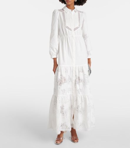 Robe longue en coton à finitions en dentelle - Self-Portrait - Modalova