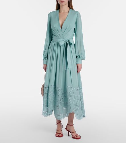 Robe midi en soie mélangée à dentelle - Elie Saab - Modalova