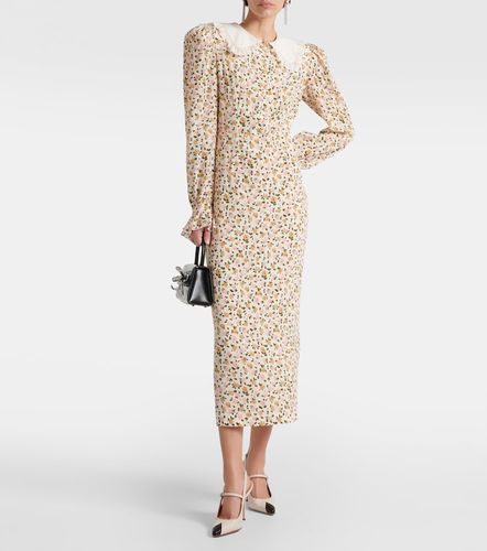 Robe midi en soie à fleurs - Alessandra Rich - Modalova