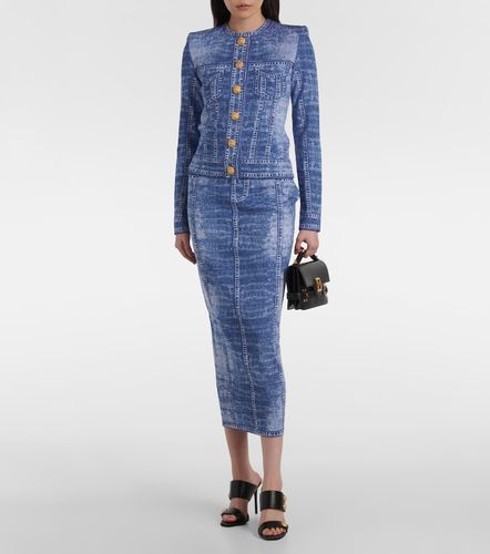Jupe midi Trompe l’œil en maille - Balmain - Modalova