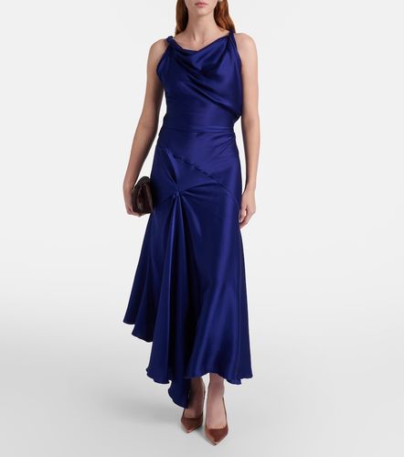 Robe midi drapée asymétrique en satin - Victoria Beckham - Modalova