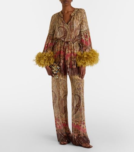Blouse en soie mélangée à plumes - Valentino - Modalova