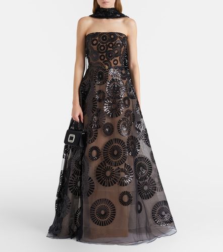 Robe longue en tulle avec écharpe - Elie Saab - Modalova