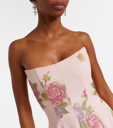 Robe bustier en lin à fleurs - Markarian - Modalova