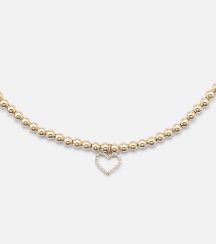 Choker Open Heart en or 14 ct et diamants - Sydney Evan - Modalova