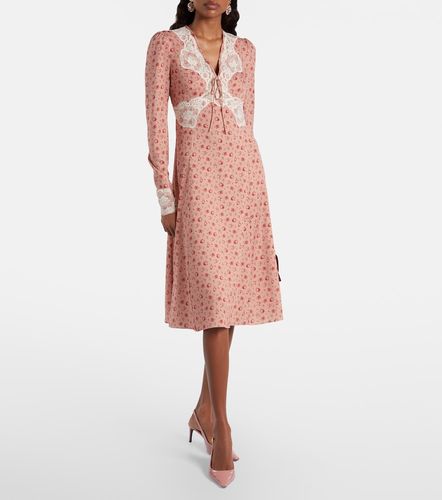 Robe midi en soie mélangée à fleurs - Dolce&Gabbana - Modalova