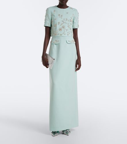 Robe longue en laine mélangée à cristaux - Oscar de la Renta - Modalova