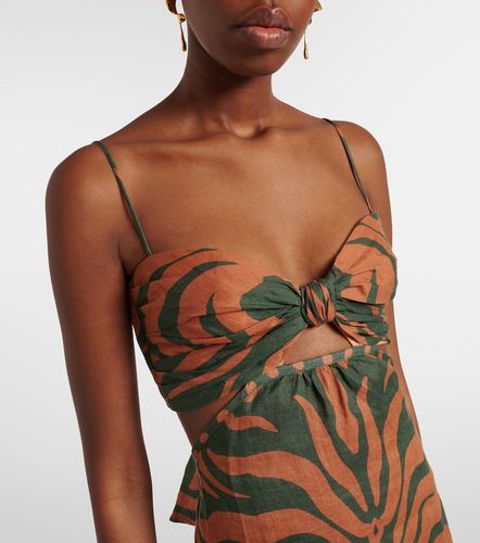Robe longue imprimée en lin - Johanna Ortiz - Modalova