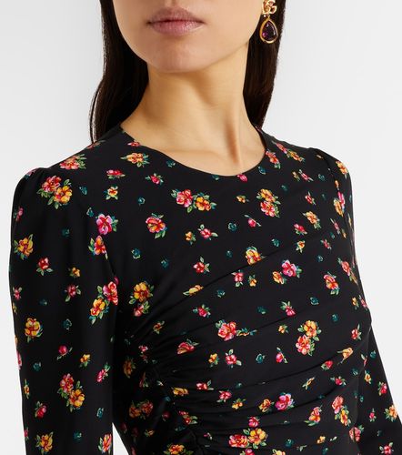 Robe midi en soie mélangée à fleurs - Dolce&Gabbana - Modalova