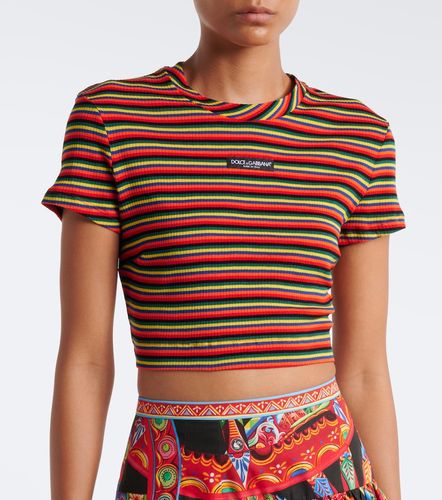 T-shirt court en coton à rayures - Dolce&Gabbana - Modalova