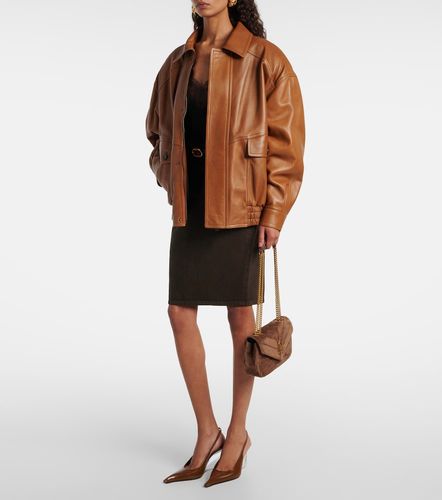 Veste bomber oversize en cuir - Saint Laurent - Modalova