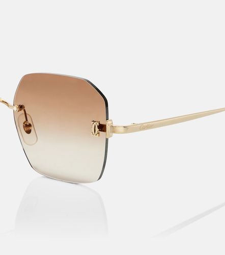 Lunettes de soleil Signature C carrées - Cartier Eyewear Collection - Modalova