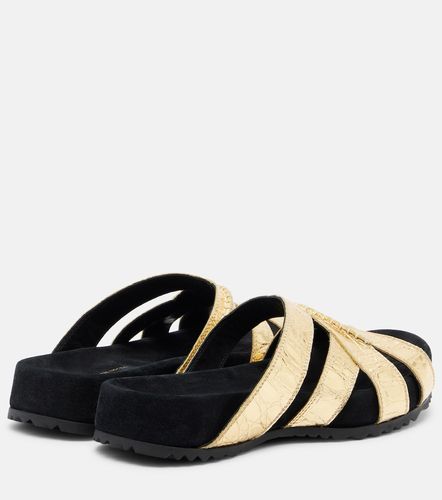 Mules en cuir métallisé et en daim - Dries Van Noten - Modalova