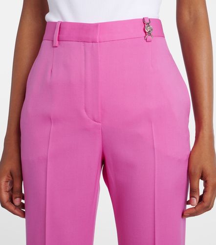 Pantalon évasé à taille haute en laine à ornements - Versace - Modalova