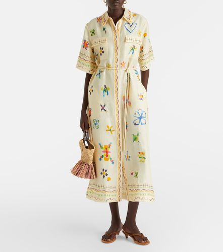 Alémais Robe chemise Sidi en lin mélangé à fleurs - Alemais - Modalova