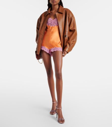 Body en satin de soie à dentelle - Saint Laurent - Modalova