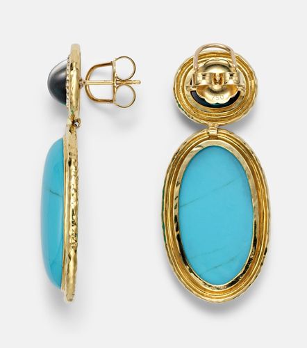 Boucles d’oreilles Bermuda Blue en or 18 ct, turquoises, tourmalines et diamants - Octavia Elizabeth - Modalova