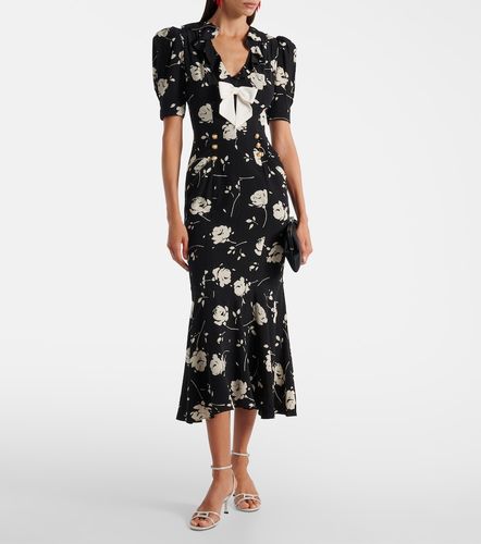 Robe midi en soie à fleurs - Alessandra Rich - Modalova