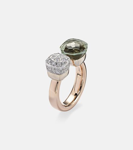 Bague Nudo en or rose et blanc 18 ct, diamants et prasiolite - Pomellato - Modalova