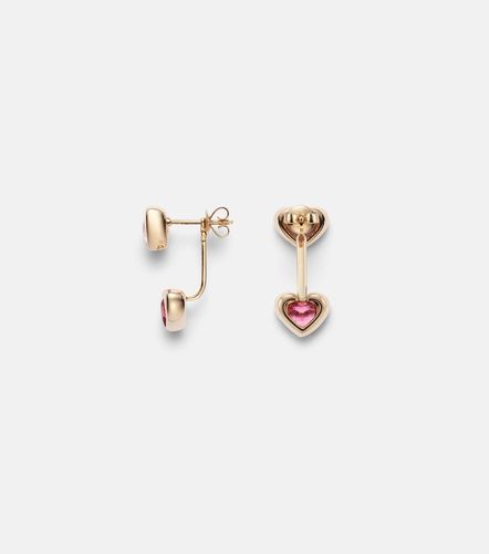 Boucles d’oreilles en or 14 ct, tourmalines et quartz rose - Roxanne First - Modalova