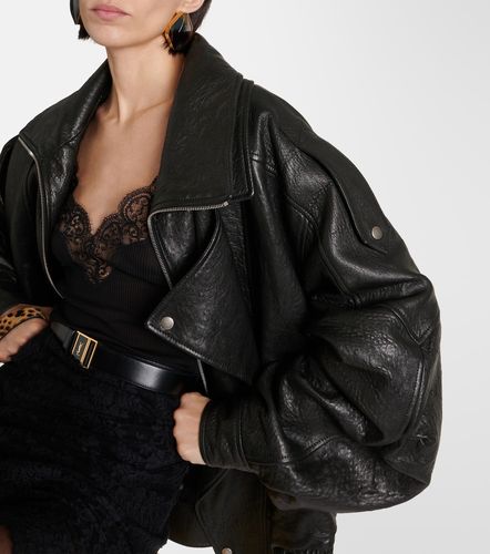 Veste blouson oversize en cuir - Saint Laurent - Modalova