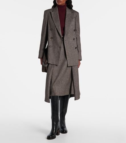 Jupe midi en laine et lin mélangés - Brunello Cucinelli - Modalova