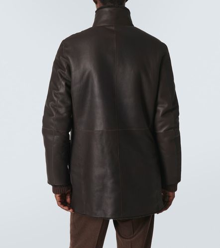 Caban réversible en cuir et shearling - Giorgio Armani - Modalova