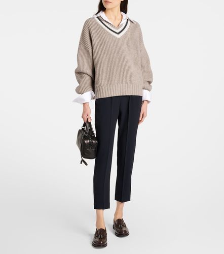 Pantalon tapered à taille haute en soie mélangée - Brunello Cucinelli - Modalova
