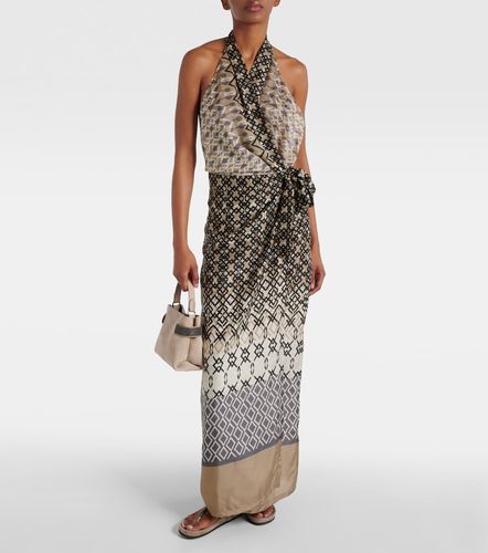 Robe longue en soie à imprimé - Brunello Cucinelli - Modalova