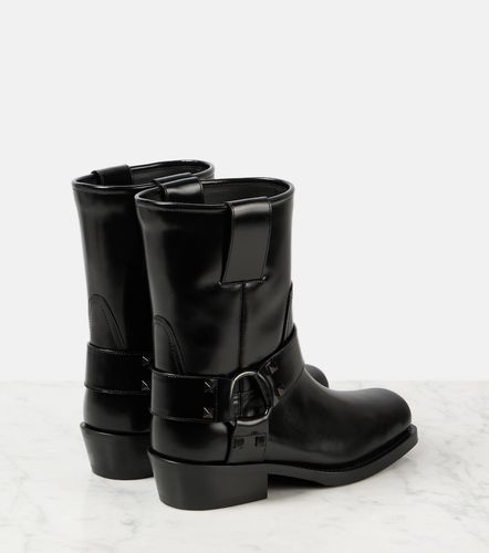 Bottes motardes Rockstud en cuir - Valentino Garavani - Modalova