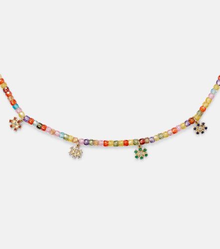 Collier Evil Eye en or 14 ct, perles et diamants - Sydney Evan - Modalova