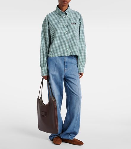 Chemise raccourcie en coton à carreaux - Miu Miu - Modalova