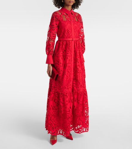 Robe longue en coton et dentelle - Self-Portrait - Modalova