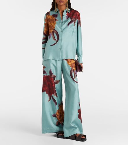 Pantalon palazzo en soie à fleurs - La DoubleJ - Modalova