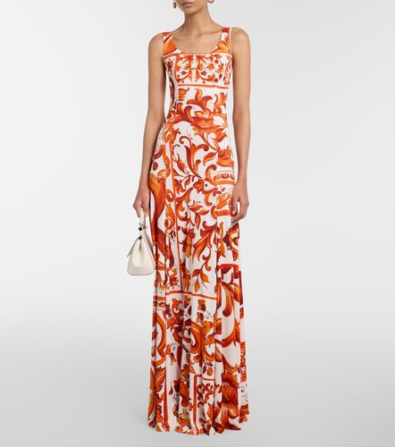 Robe longue Majolica en organza - Dolce&Gabbana - Modalova