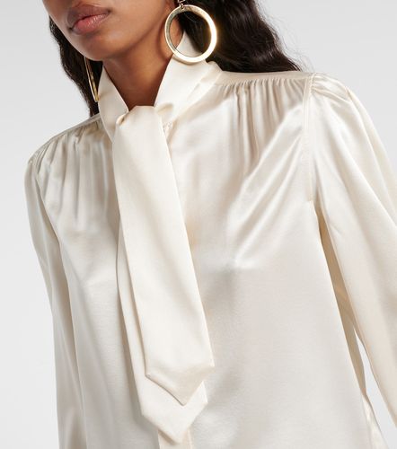 Blouse en satin de soie à col lavallière - Saint Laurent - Modalova