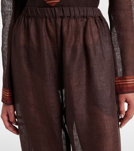 Pantalon raccourci rayé en lin - Tory Burch - Modalova
