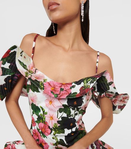 Robe en coton mélangé à imprimé floral et volants - Oscar de la Renta - Modalova